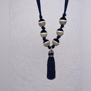 Large bead and tassel necklace